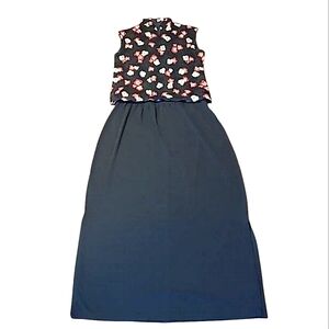 Worthington A-line Maxi High Mid Low Waist Long Stretch Skirt Side Vents Medium